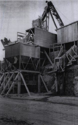 The crusher set to crush local stone for making conrete